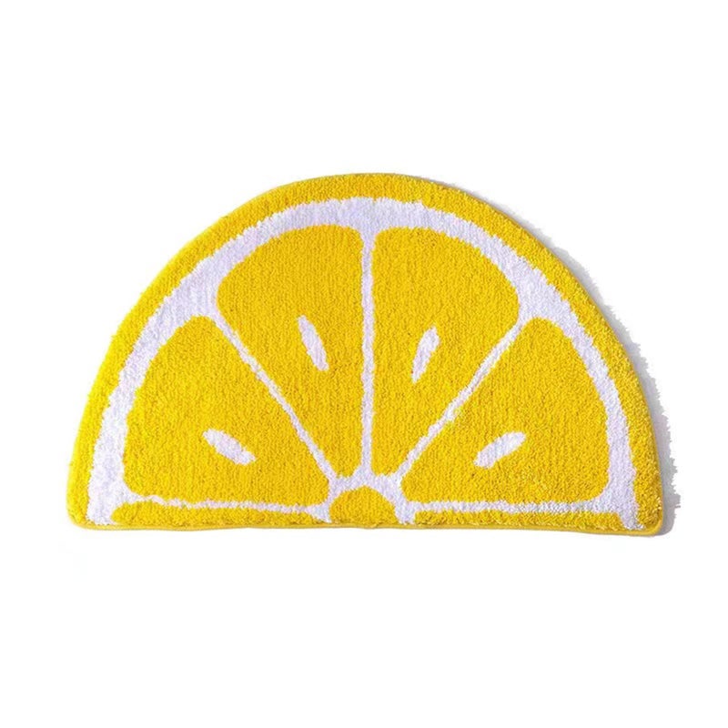 HYST Lemon Bathroom Rug Yellow Semi-Circle Non-Slip Water-Absorbent Lemon Bath Mat Bedroom Bathtub Shower Room Mat,Kitchen Kid Room Decor - Image 2